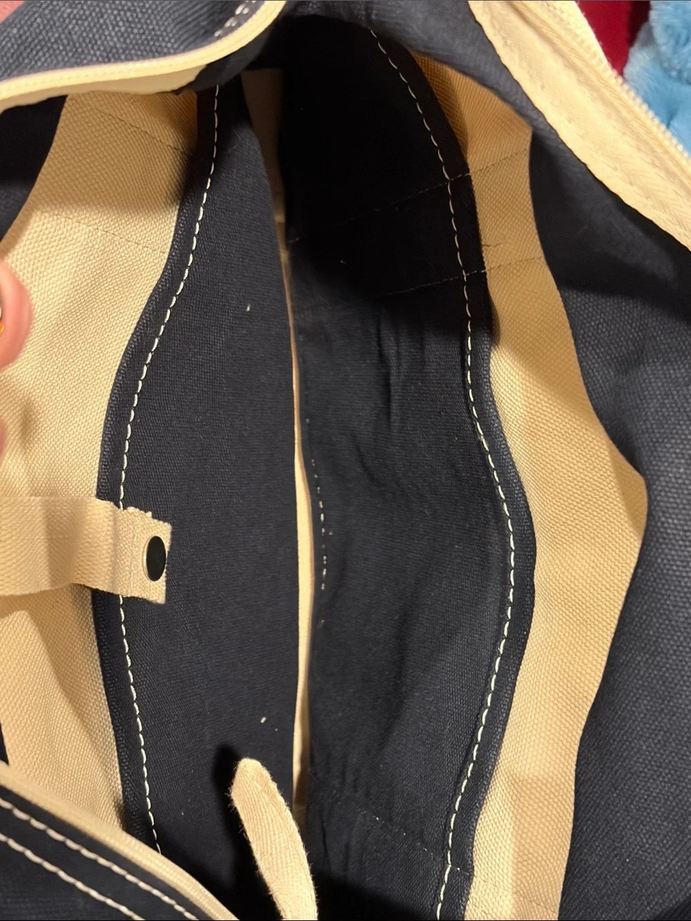 Lands’ End tote medium zip top navy new without tag canvas